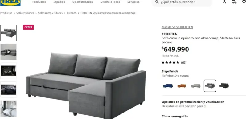 Sofá cama seccional azul gris - 2