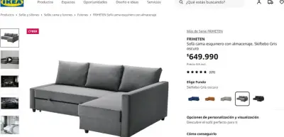 Sofá cama seccional azul gris - miniatura 2
