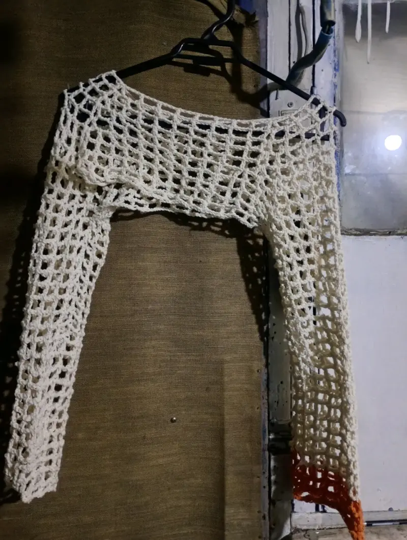 Top tejido a crochet blanco - 2