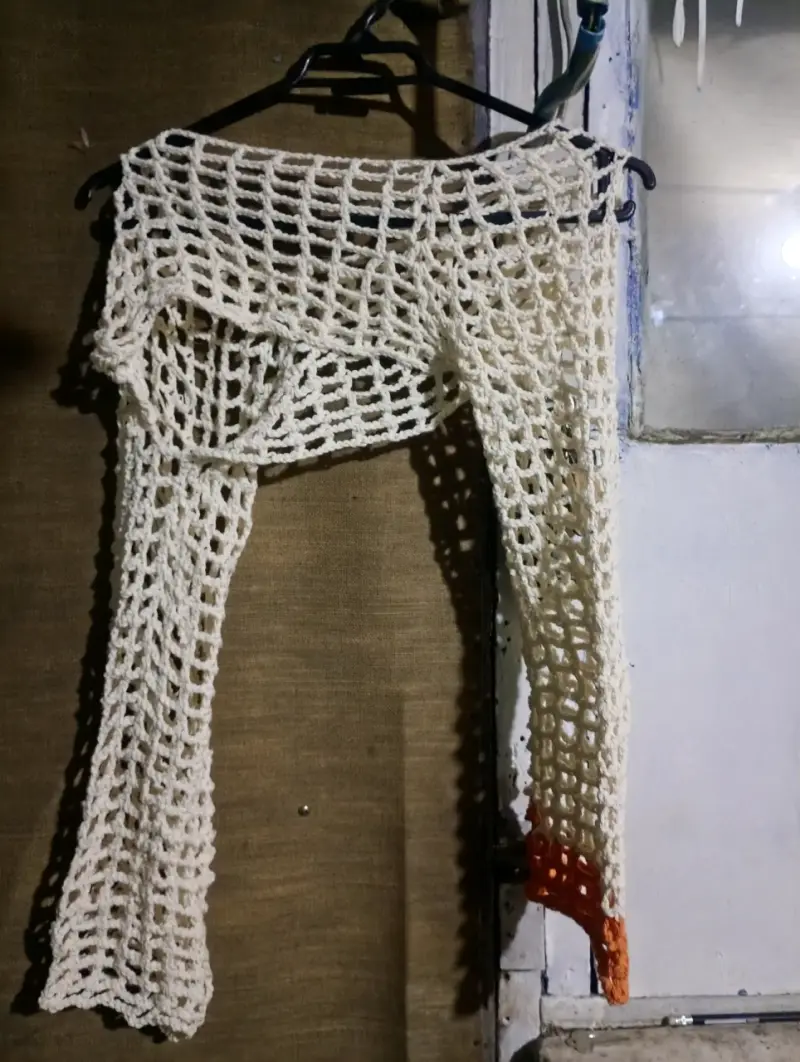 Top tejido a crochet blanco - 3
