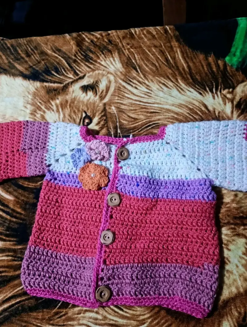 Chaleco tejido multicolor para niña - 1