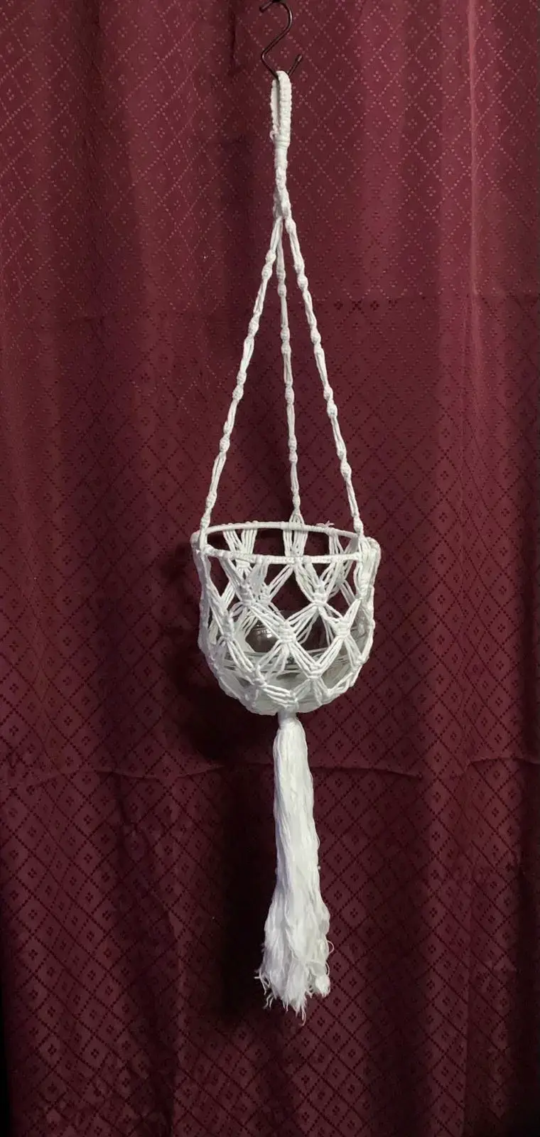 Colgador macramé blanco