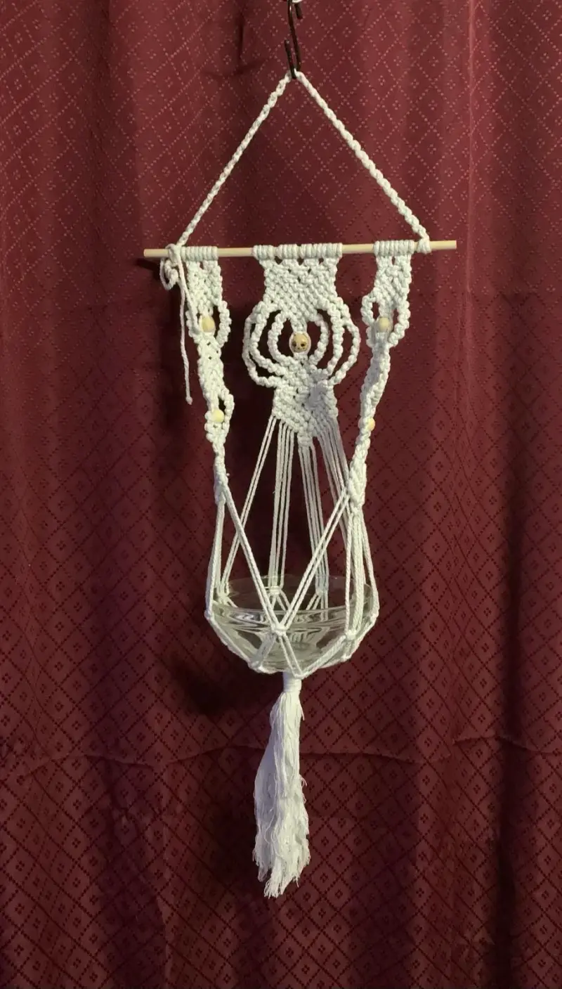 Colgador macramé blanco - 2