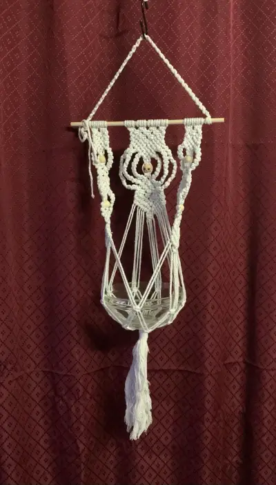 Colgador macramé blanco - miniatura 2