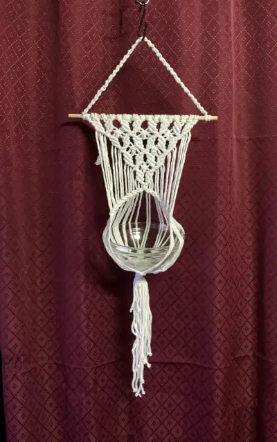 Colgador macramé blanco - miniatura 3