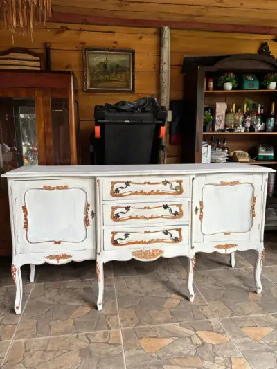 Aparador antiguo elegante blanco - miniatura 2