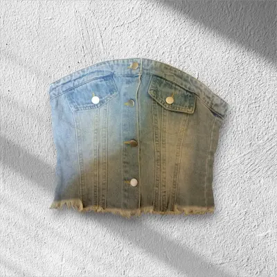 Top strapless de mezclilla azul - miniatura 1