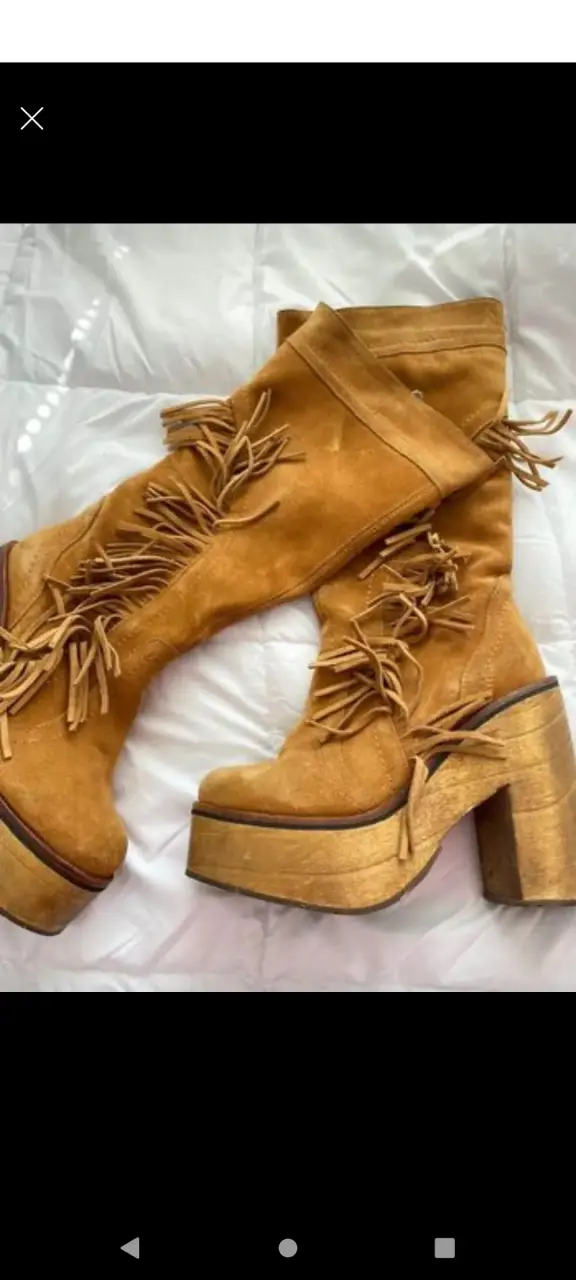 Botas Exotica camel con flecos y plataforma - 1