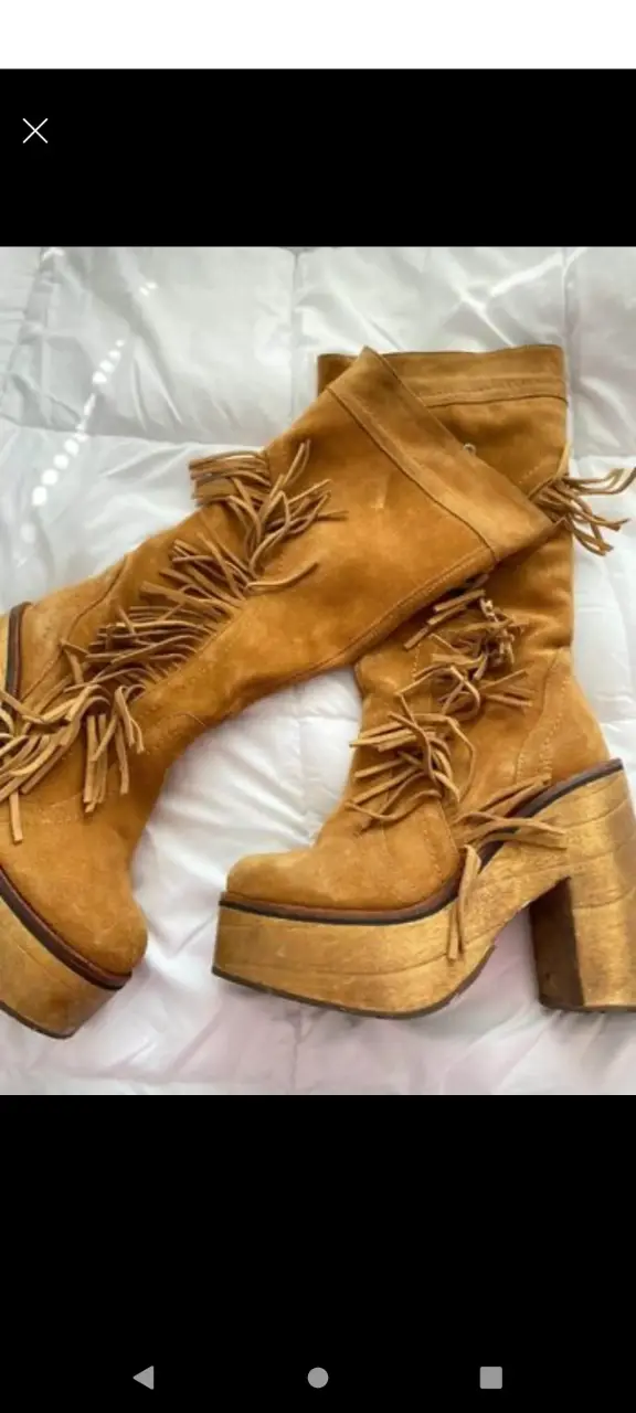 Botas Exotica camel con flecos y plataforma - 2