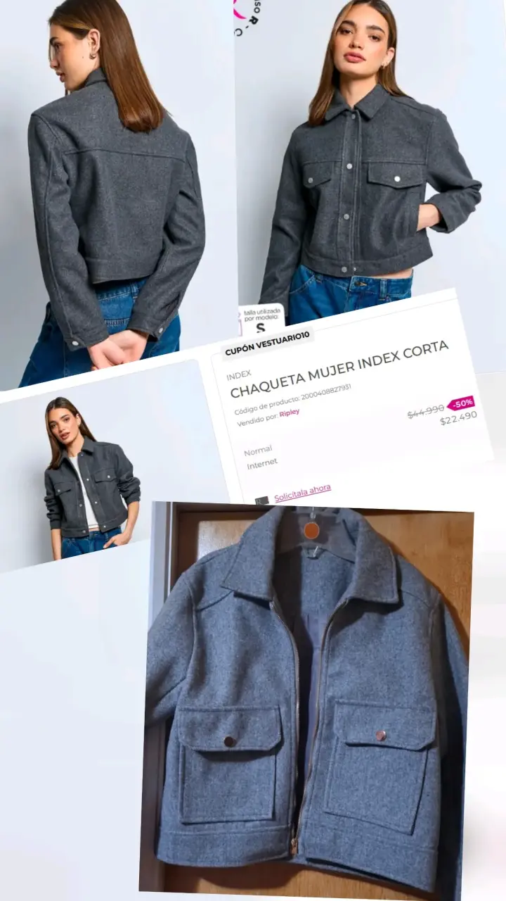 Chaqueta mujer gris corta