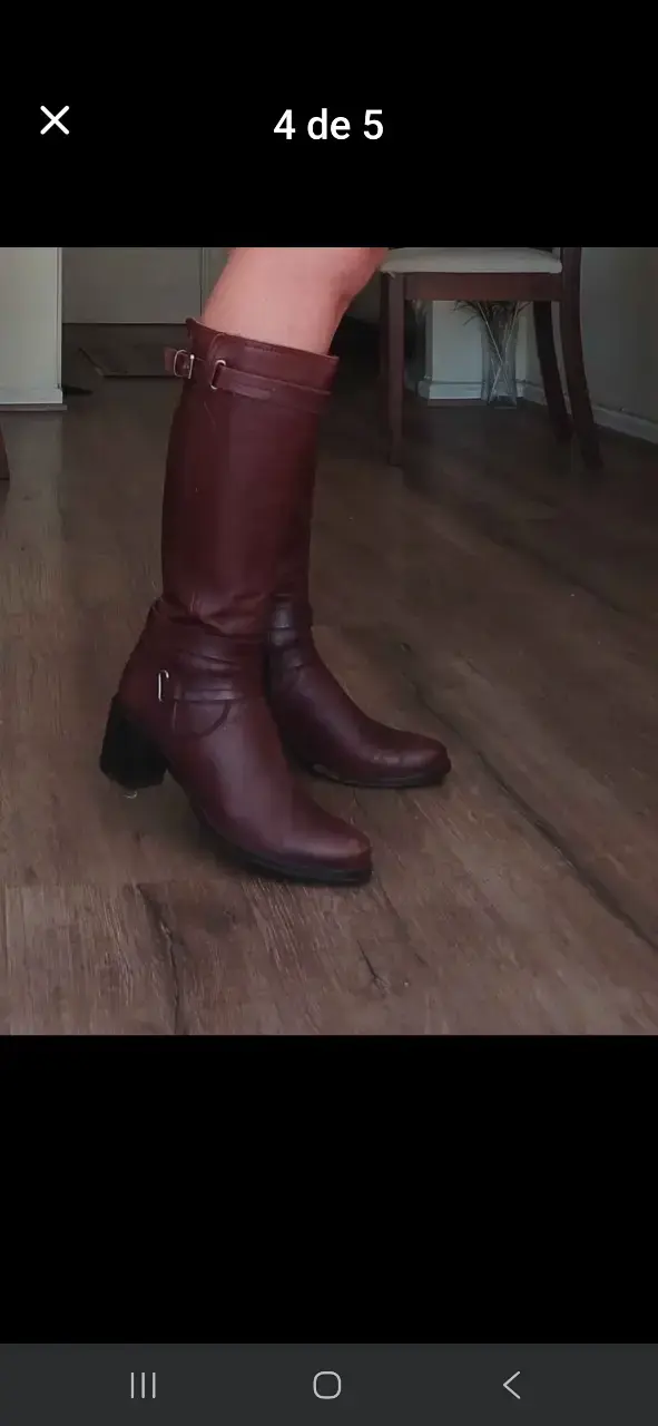Botas altas de cuero café - 2