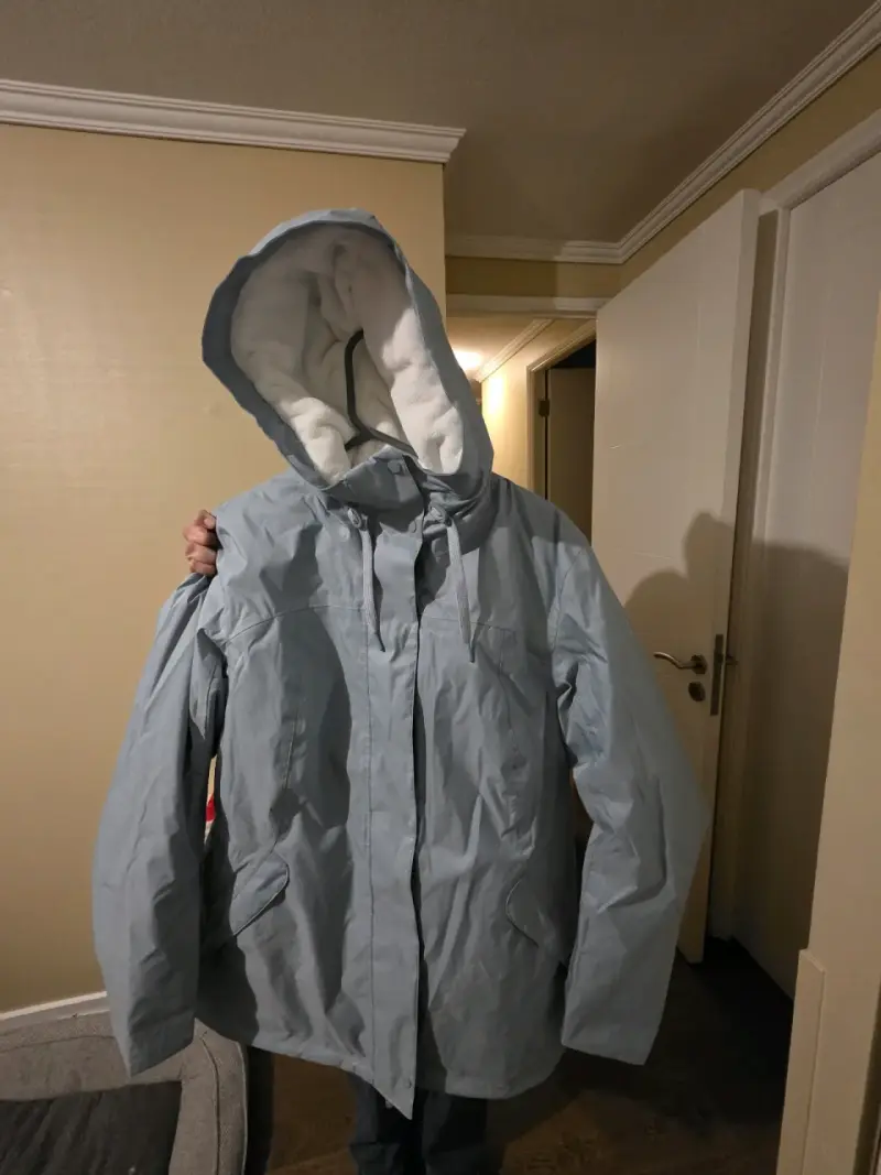 Parka color celeste , con capucha - 1