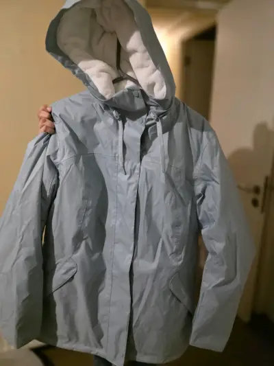 Parka  color  celeste , con capucha - miniatura 2