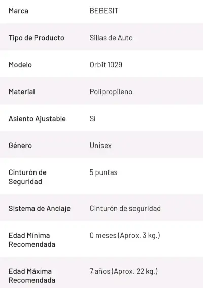 Silla de auto Bebesit rosa - miniatura 2