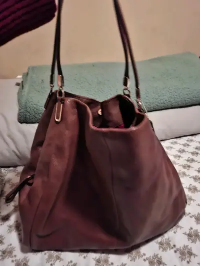 Bolso de mano marrón grande - miniatura 4