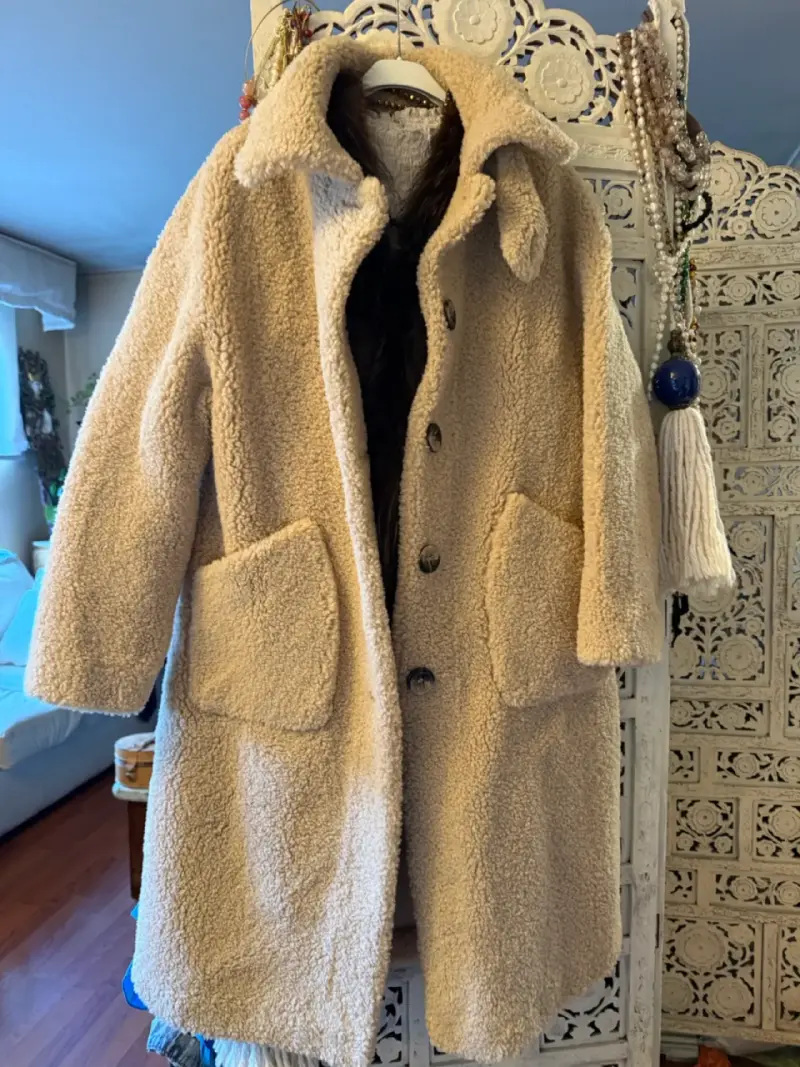 Abrigo de lana beige - 1