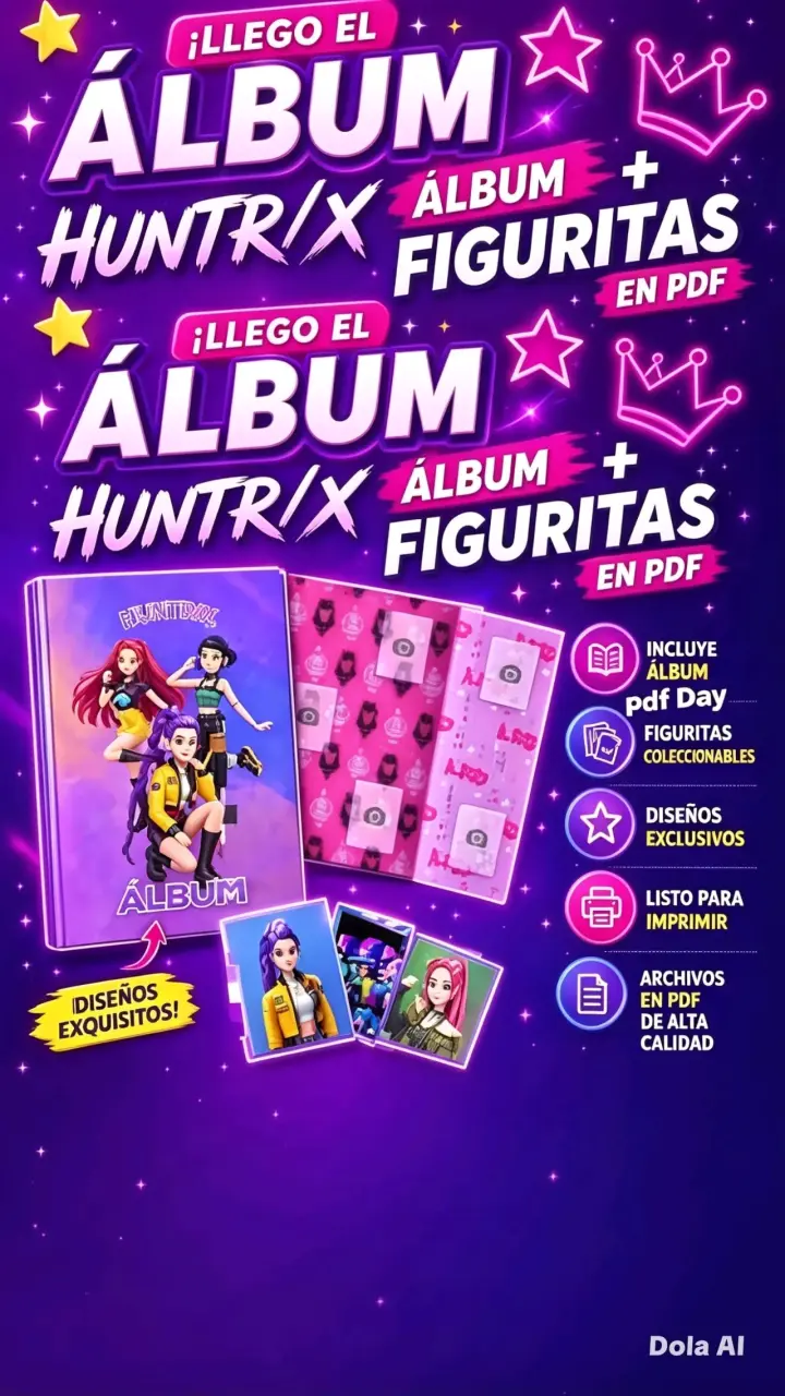 Álbum Huntrix con figuritas