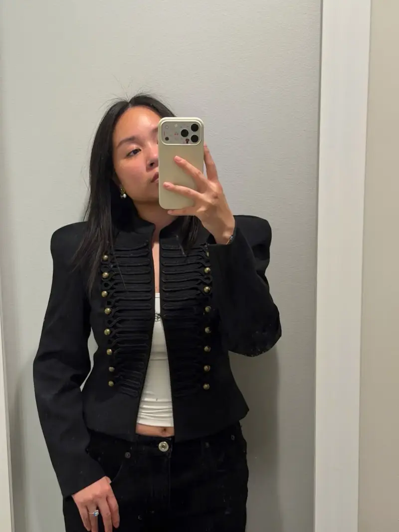 Chaqueta de estilo militar negra - 4