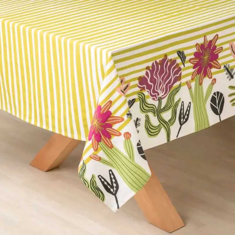Mantel a rayas verde y blanco - 2