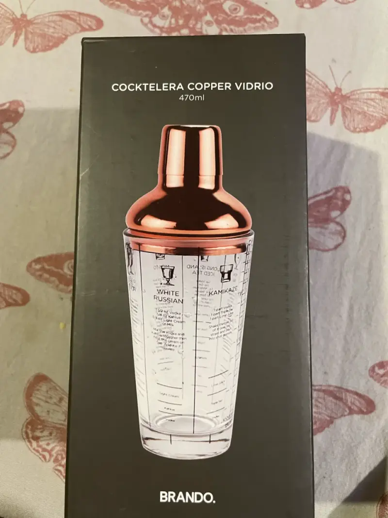 Coctelera de vidrio cobre 470ml