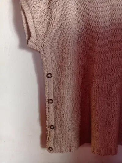 Jersey tejido beige con cuellito - miniatura 3