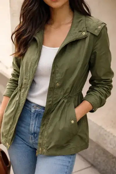 Chaqueta Foster verde militar para mujer Talla M - miniatura 2