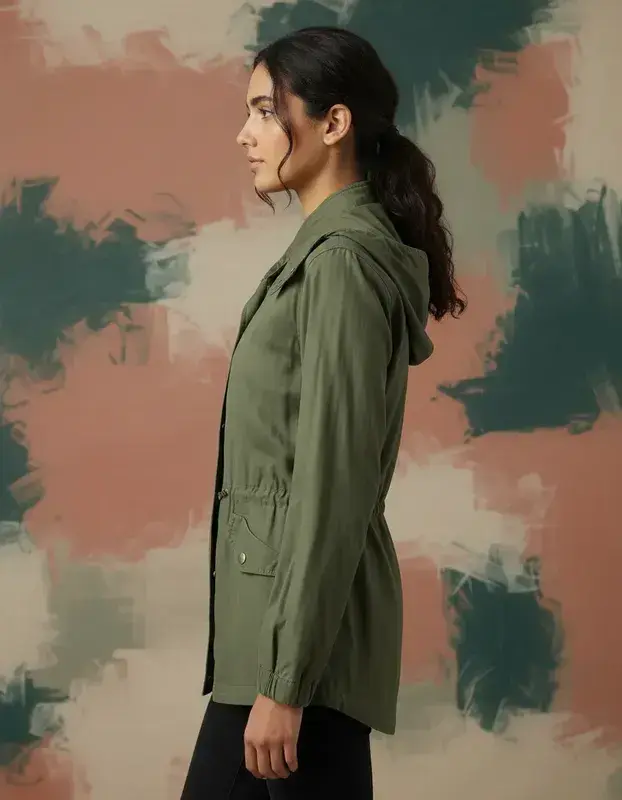 Chaqueta Foster verde militar para mujer Talla M - 5