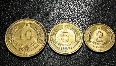 Monedas chilenas 2,5 u 10 centésimos - miniatura 1