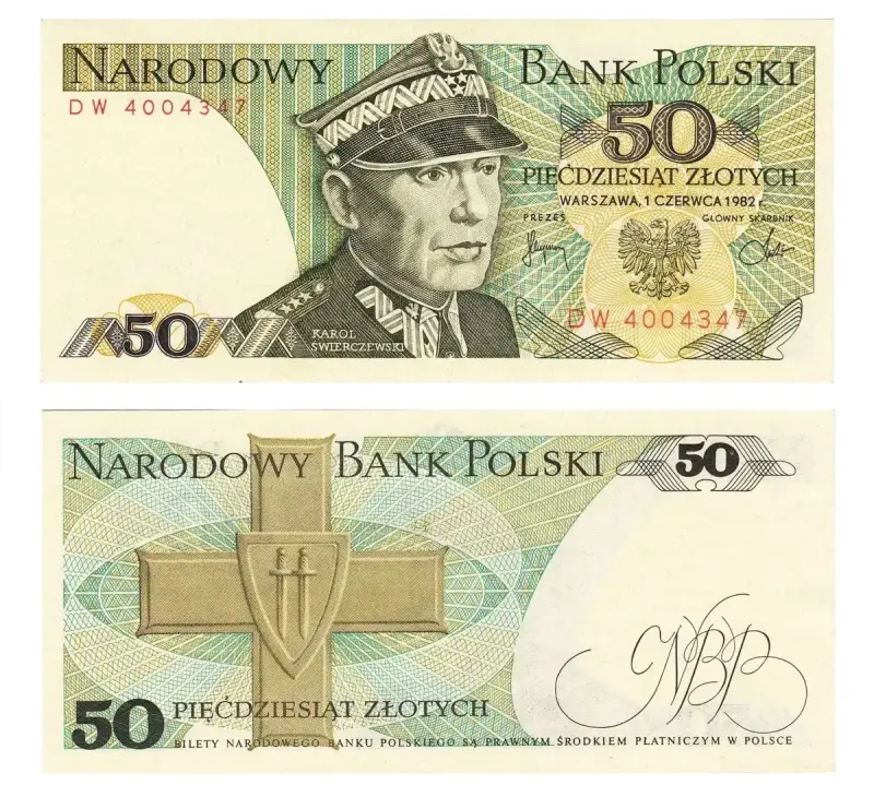 Billete De Polonia 50 Zlotych Año 1988 Unc Nuevo