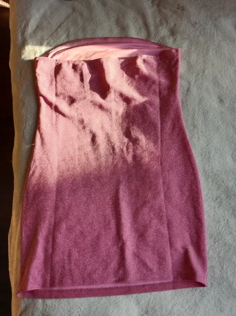 Vestido strapless rosado brillante - 2
