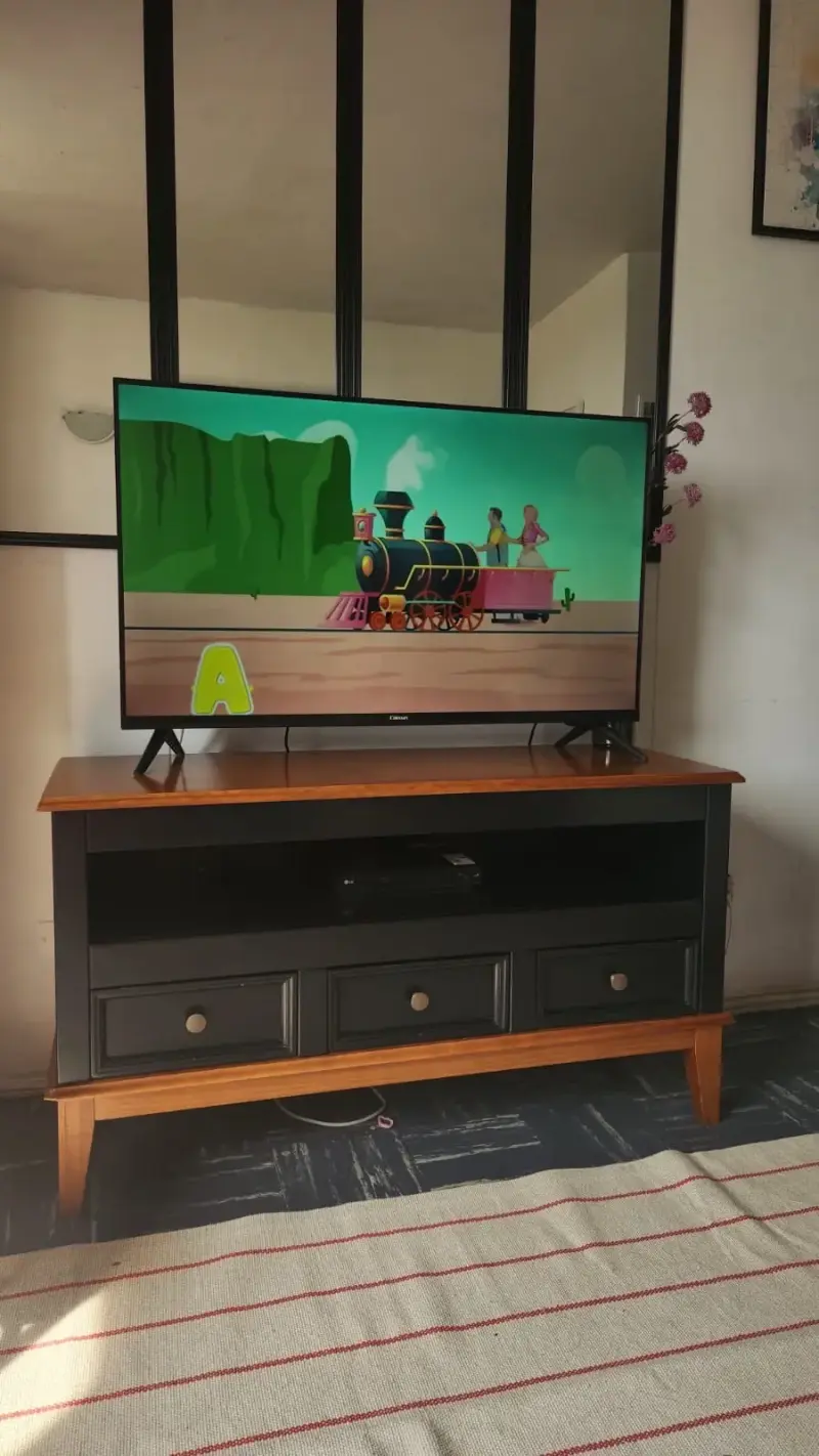 Rack TV madera pino negro - 1