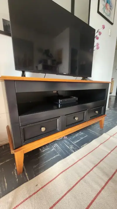 Rack TV madera pino negro - miniatura 2