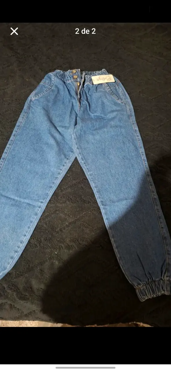 Jeans azules ancho con elastico - 1