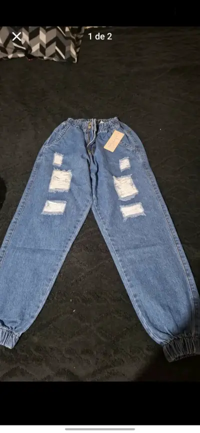 Jeans azules ancho con elastico - miniatura 2