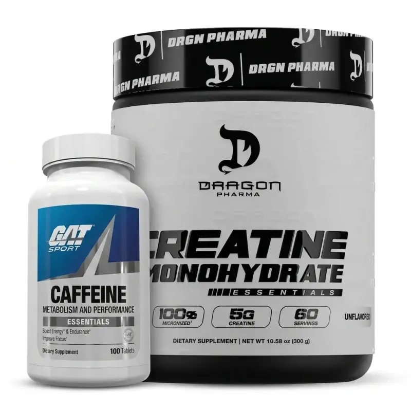Creatina Dragon Pharma 300g y Cafeína GAT Sport