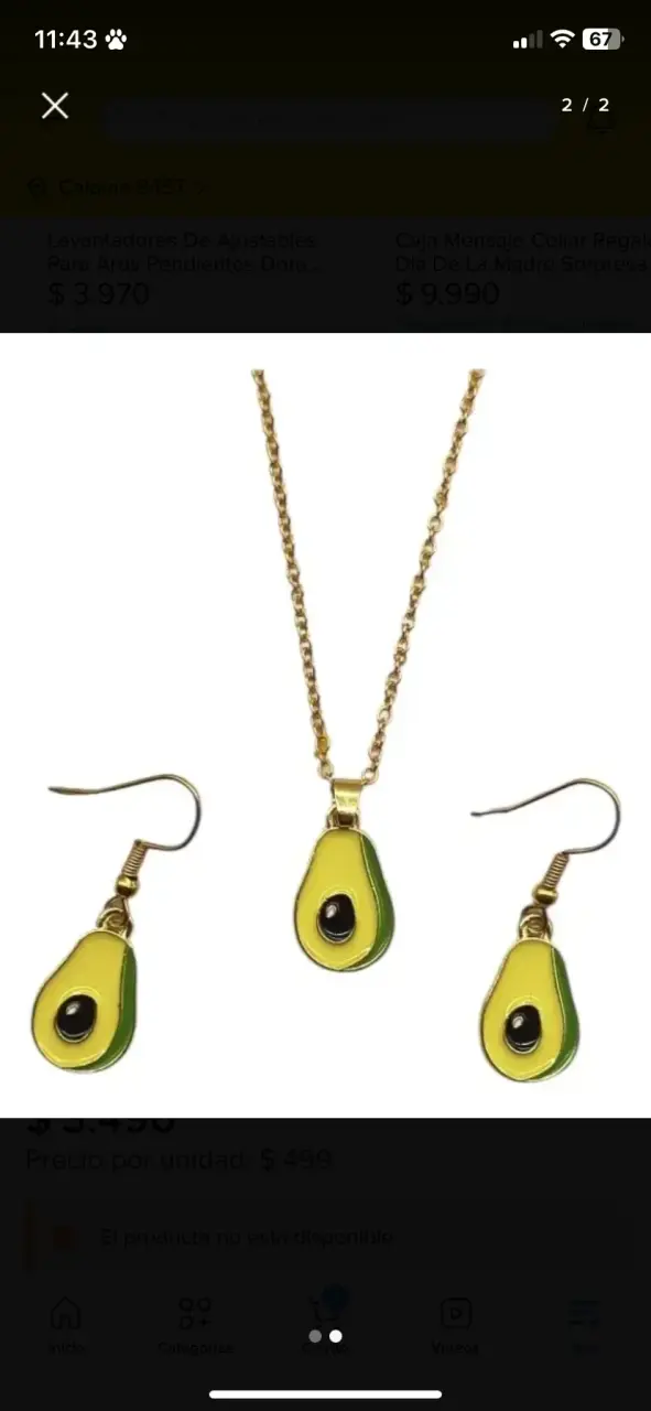 Set de joyas con tema de palta Aguacate - 1