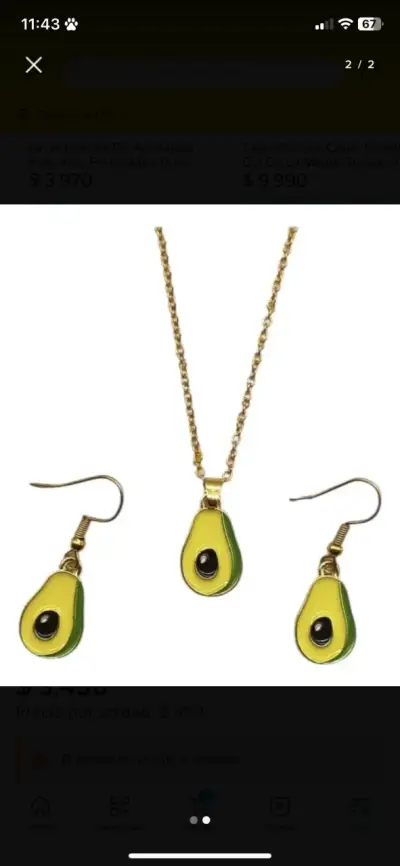 Set de joyas con tema de palta Aguacate - miniatura 1