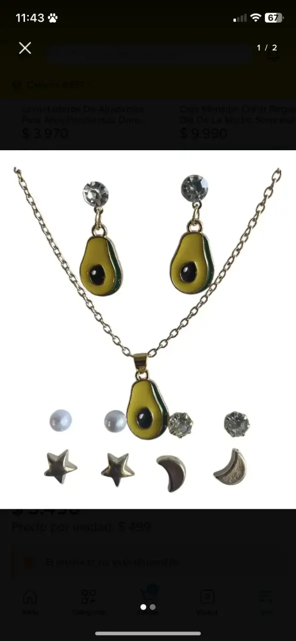 Set de joyas con tema de palta Aguacate - 2