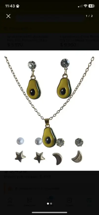 Set de joyas con tema de palta Aguacate - miniatura 2