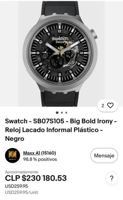 Reloj Swatch Big Bold Irony Negro - miniatura 1