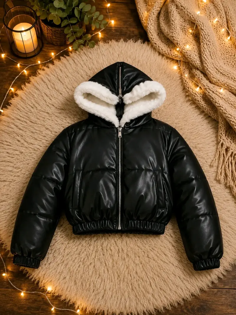 Chaqueta negra con capucha nueva talla (S) - 1