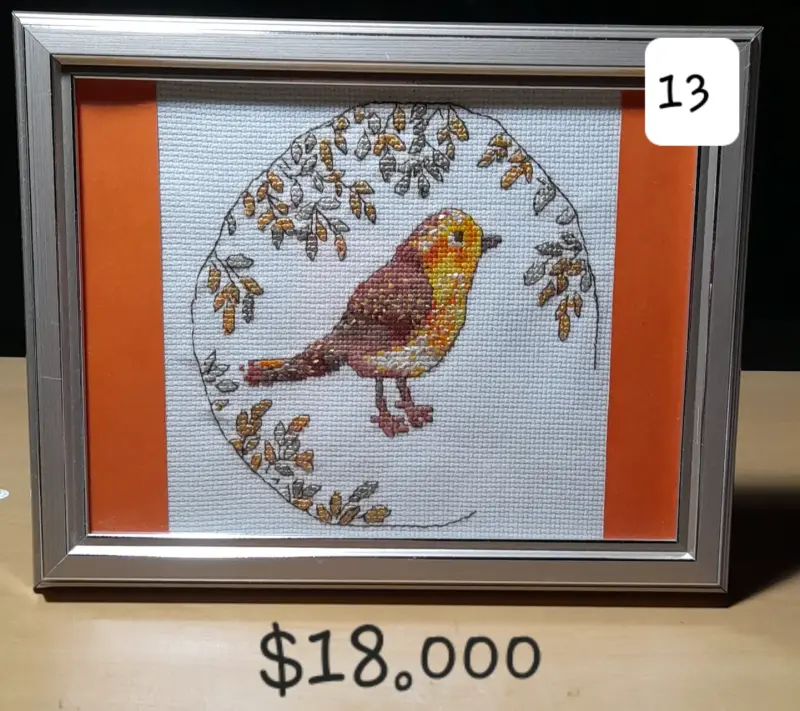 Cuadro bordado de pájaro - 1