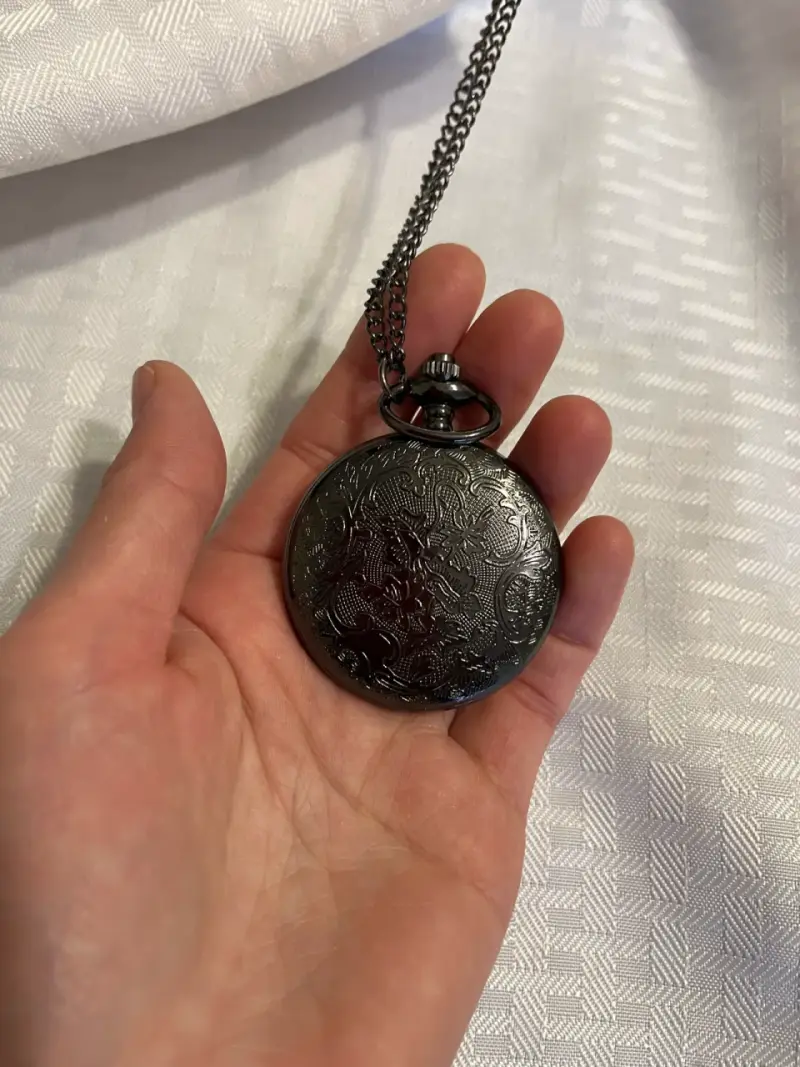 Reloj de bolsillo negro con ancla - 3