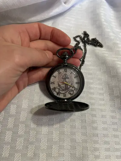 Reloj de bolsillo negro con ancla - miniatura 4
