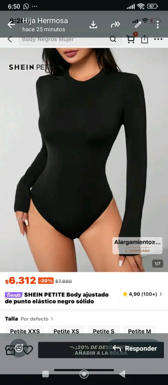 Body blanco manga larga cuello alto - 2
