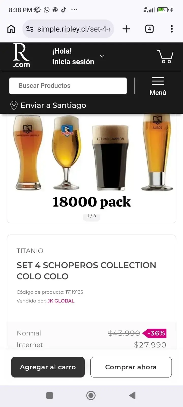 Set de 4 schoperos Colo Colo - 1