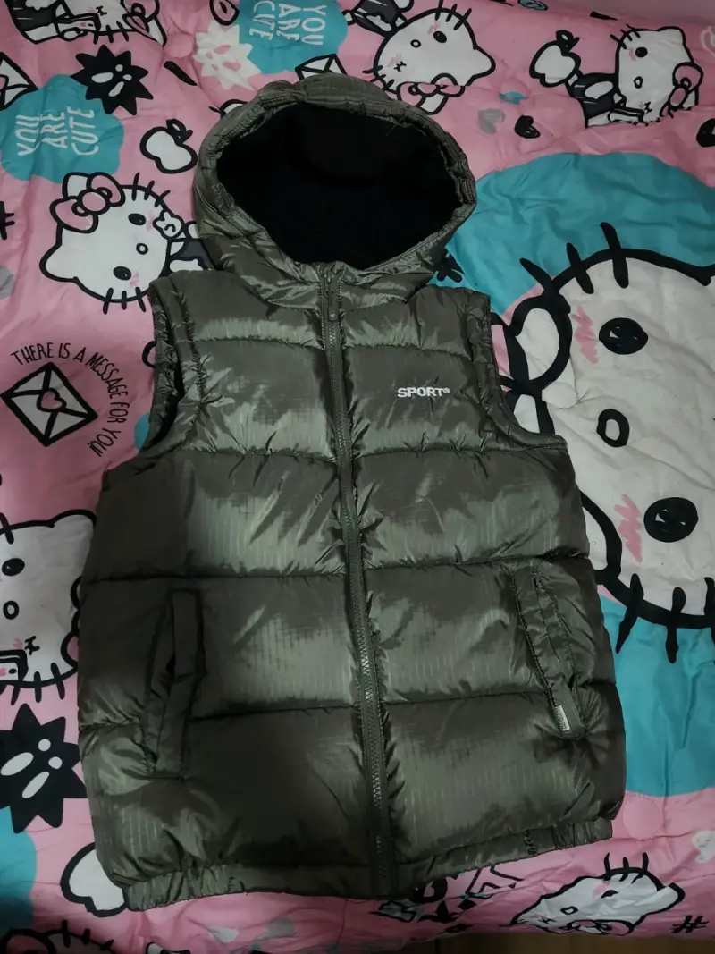 Chaqueta acolchada con capucha gris - 1