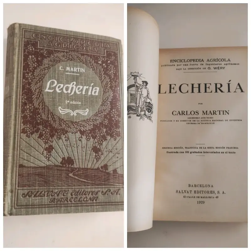 Antiguo libro "Lechería" de Carlos Martín año 1929 - 1