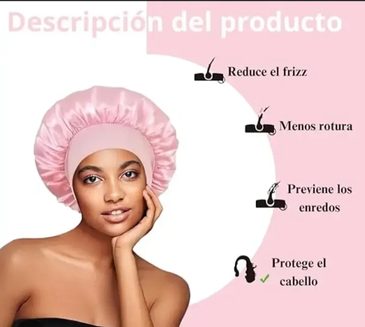 Gorro de satin para cabello rosado
