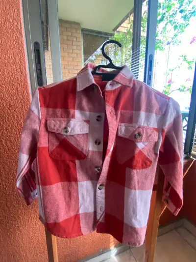 Camisa a cuadros roja para niña talla 6 Colloky - miniatura 1